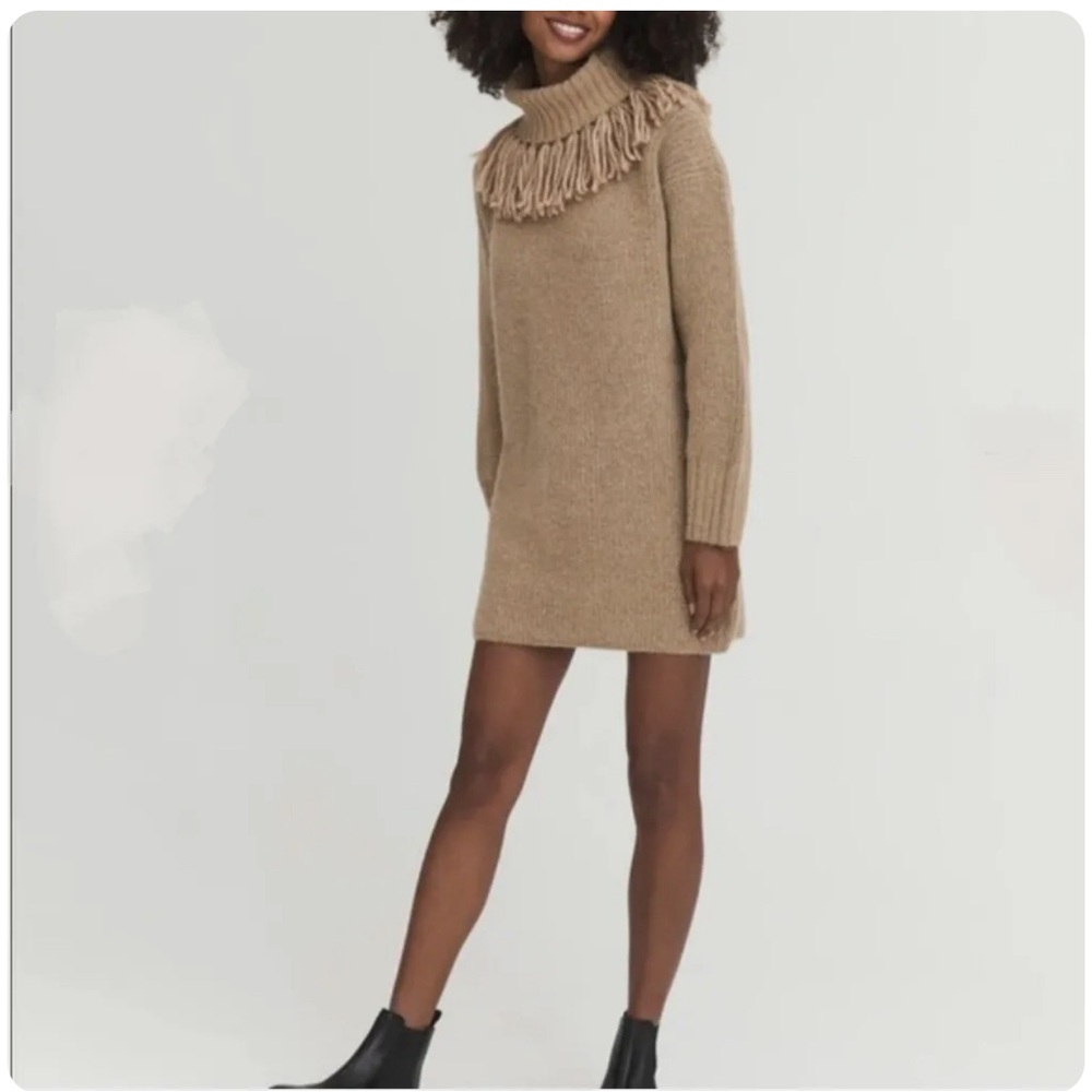 NWT Something Navy Fringe Turtleneck Sweater Dress